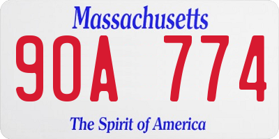 MA license plate 9OA774