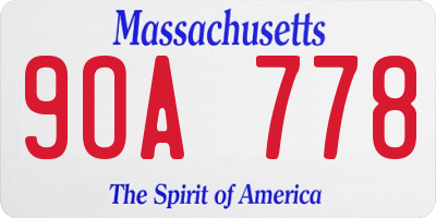 MA license plate 9OA778