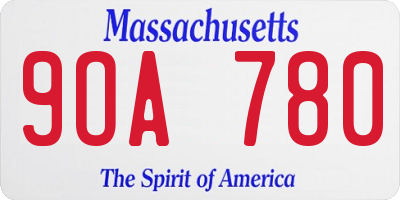 MA license plate 9OA780