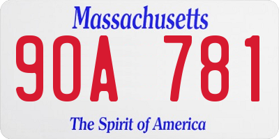 MA license plate 9OA781