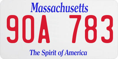 MA license plate 9OA783