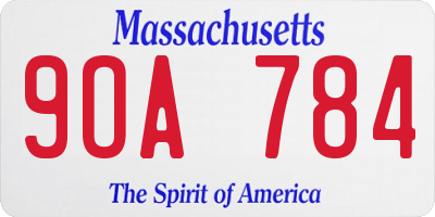 MA license plate 9OA784