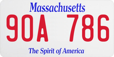 MA license plate 9OA786
