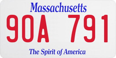 MA license plate 9OA791