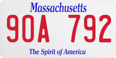 MA license plate 9OA792