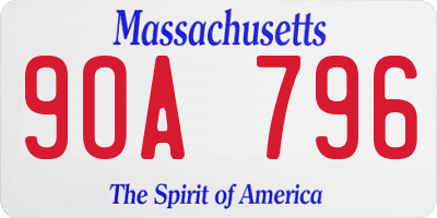 MA license plate 9OA796