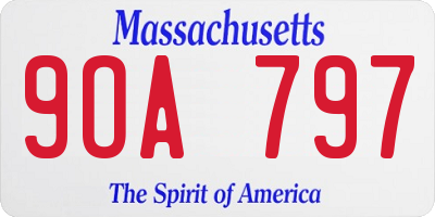 MA license plate 9OA797