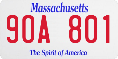 MA license plate 9OA801