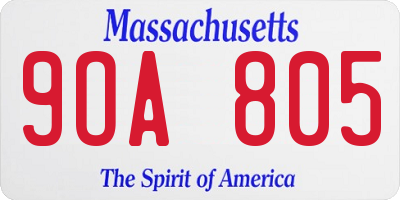 MA license plate 9OA805