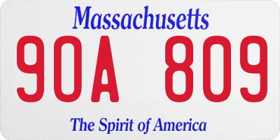 MA license plate 9OA809