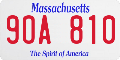 MA license plate 9OA810