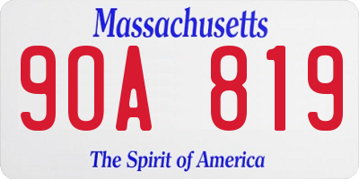 MA license plate 9OA819