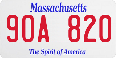MA license plate 9OA820