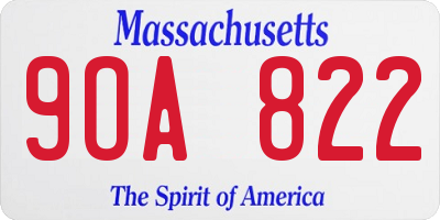 MA license plate 9OA822