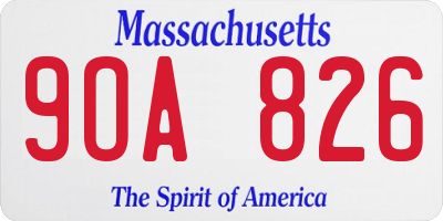 MA license plate 9OA826