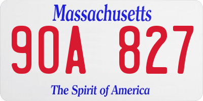 MA license plate 9OA827