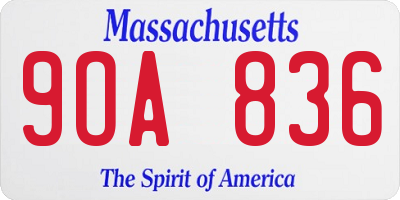 MA license plate 9OA836