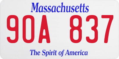 MA license plate 9OA837