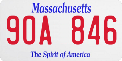 MA license plate 9OA846