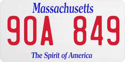 MA license plate 9OA849