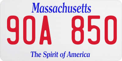 MA license plate 9OA850