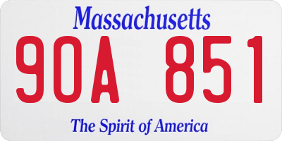MA license plate 9OA851