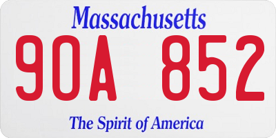 MA license plate 9OA852