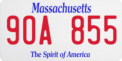 MA license plate 9OA855