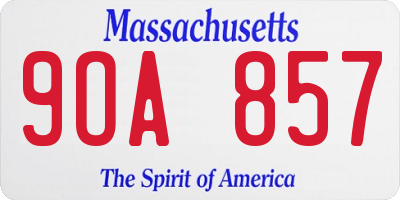 MA license plate 9OA857