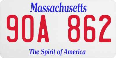 MA license plate 9OA862