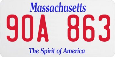 MA license plate 9OA863
