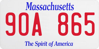 MA license plate 9OA865