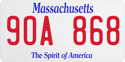 MA license plate 9OA868