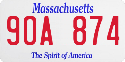 MA license plate 9OA874