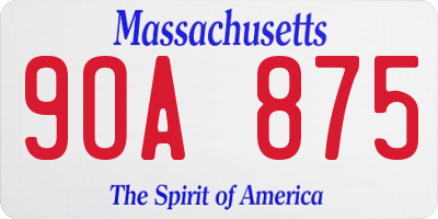 MA license plate 9OA875