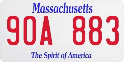 MA license plate 9OA883