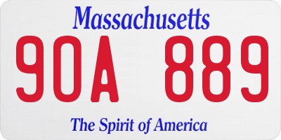 MA license plate 9OA889