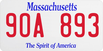 MA license plate 9OA893