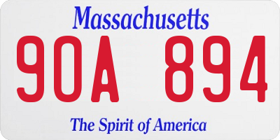 MA license plate 9OA894