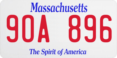 MA license plate 9OA896