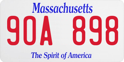 MA license plate 9OA898