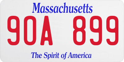 MA license plate 9OA899