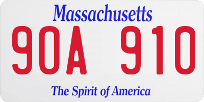 MA license plate 9OA910