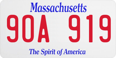 MA license plate 9OA919