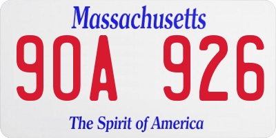 MA license plate 9OA926