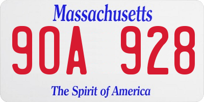 MA license plate 9OA928