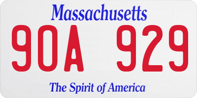 MA license plate 9OA929