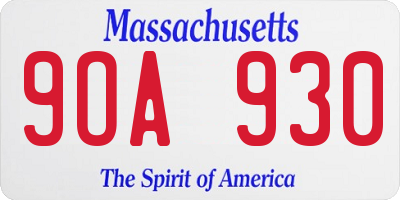 MA license plate 9OA930
