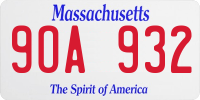 MA license plate 9OA932