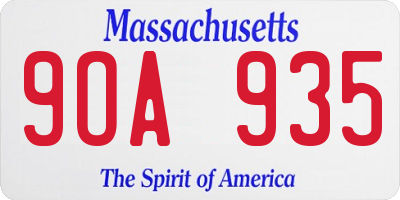 MA license plate 9OA935